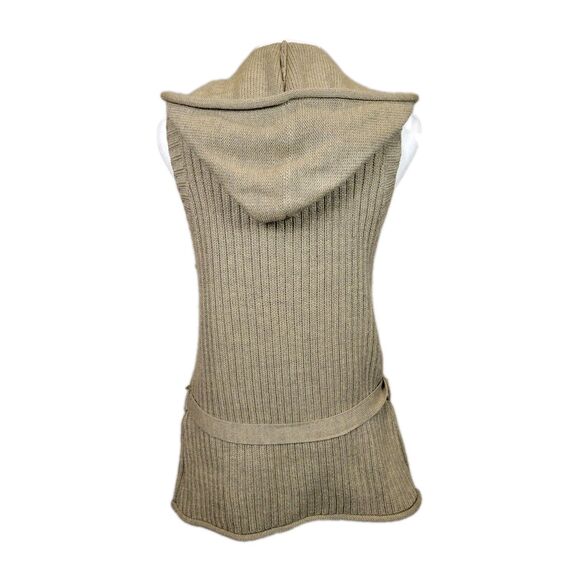 Mossimo Sleeveless Hooded Cardigan Sweater Vest Juniors Large Brown Preppy - Picture 3 of 9